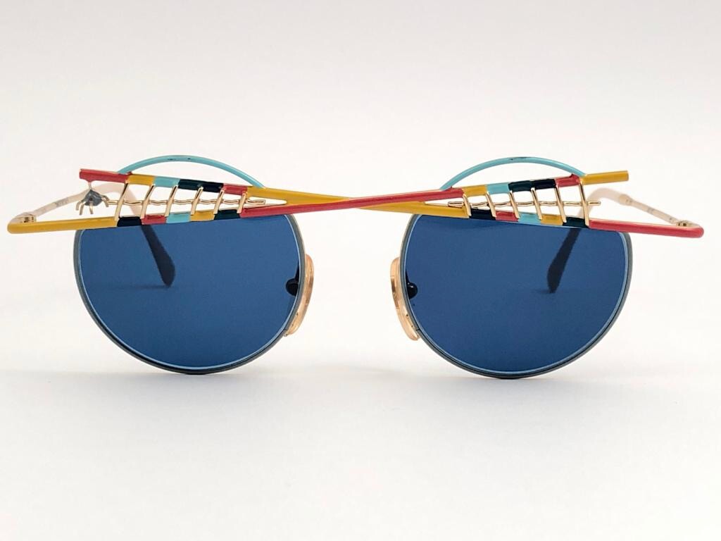 Casanova taxi メガネ イタリア 最高級 美術 投資 VINTAGE RARE TAXI BY CASANOVA AVANTGARDE ST GOLD BLUE LENS