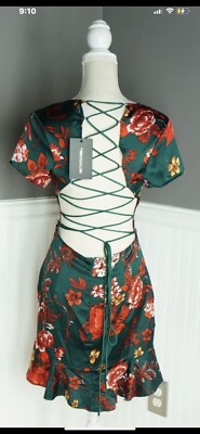 NWT Pretty Little Thing Sexy Green Floral Lace Up Back Midi Dress 6 NEW | eBay NWT Pretty Little Thing Sexy Green Floral Lace Up Back Midi Dress 6 NEW | eBay