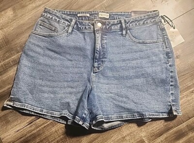 Ava & Viv - Women's High-rise Midi Jean Shorts Medium Wash Size 18 5'' Inseam