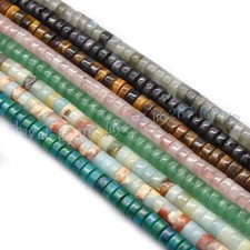 Natural 2x4mm Smooth Heishi Tyre Wheel Rondelle Spacer Gemstone Loose Beads 15''