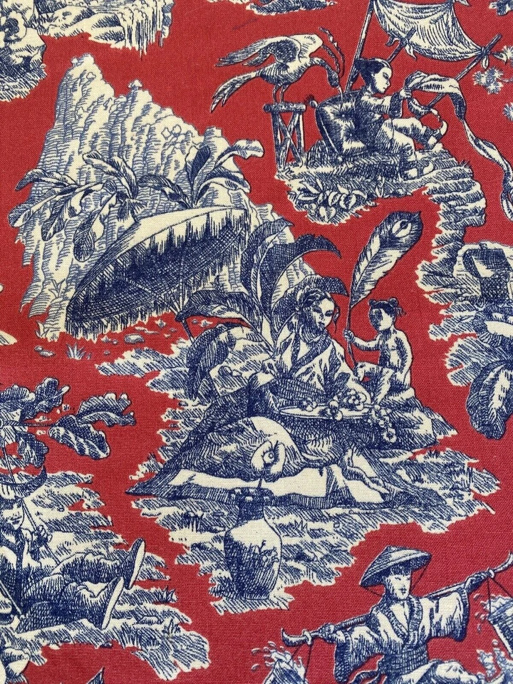 Toile de algodón "Indochine" exclusivo de Duralee Fabrics rojo chinoiserie 1,5 yardas Foto 4 de 4