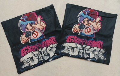 SET OF 2 Friday Night Funkin  17'' x 17'' Pillow Case Throw Pillow Cover Zip Close