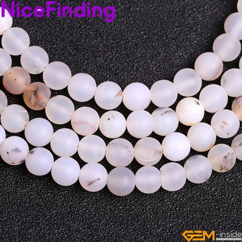 Cuentas redondas de piedras preciosas esmeriladas de ágata gris natural de 4 mm 6 mm para hacer joyas de 15"" - Imagen 6 de 25