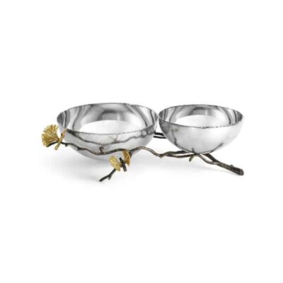 MICHAEL ARAM BUTTERFLY GINKGO DOUBLE BOWL 175880.NEW IN BOX.