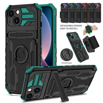 Hard Kickstand Case For iPhone 15 14 Pro Max 13 12 Rotating Sport Wristband
