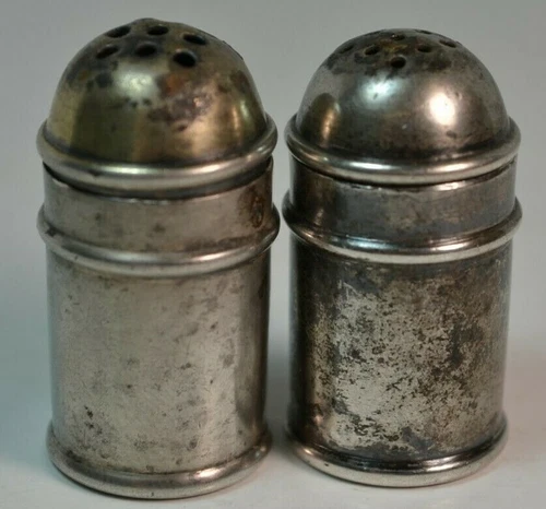 Vtg Reed & Barton Sterling Silver Individual Salt & Pepper Shakers N 344