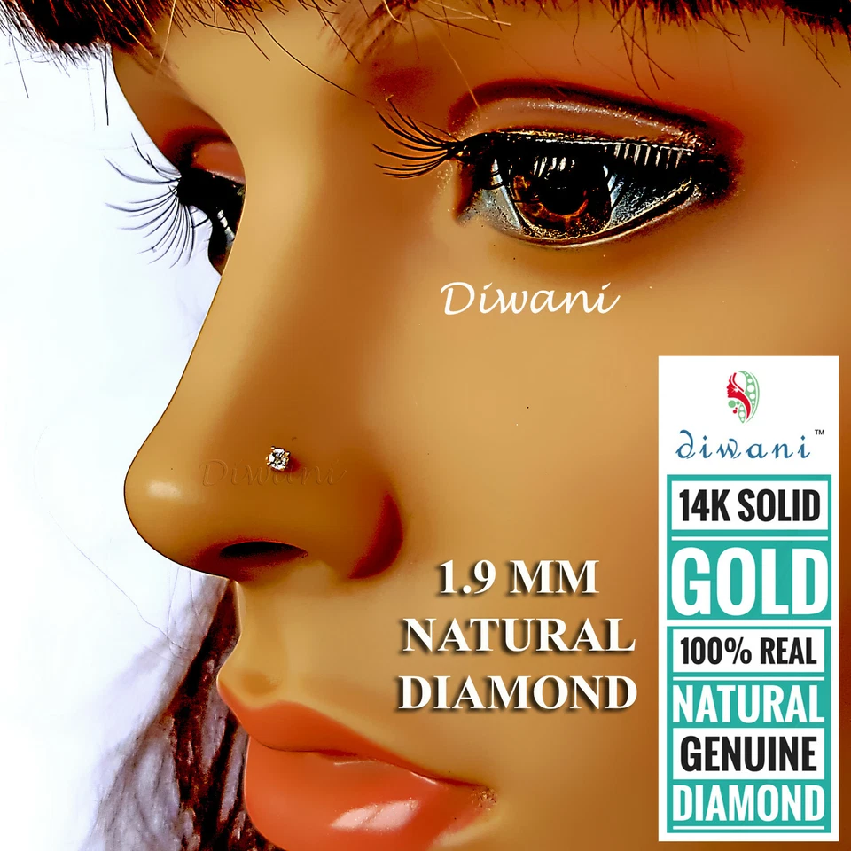 1.9mm Echt Si Diamant Hochzeit Nase Lippen Labret Monroe Piercing Ring Schrauben - Bild 4 von 4