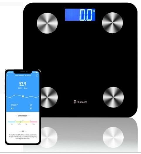 Bascula Fit de Baño Balanza Inteligente Fitness Peso Digital Grasa Bluetooth APP