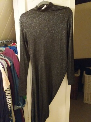 Cheap Monday black/silver metallic party disco Bodycon dress UK 10 / 12 Size M