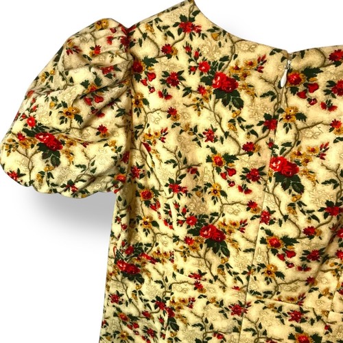 Vintage 70's Handmade Floral Velvet Maxi Dress Puff Sleeves Prairie Boho M/L, $28.16 - Photo 10