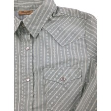 Wrangler Womens Pearl Snap Western Shirt Southwestern Aztec Green Size Medium