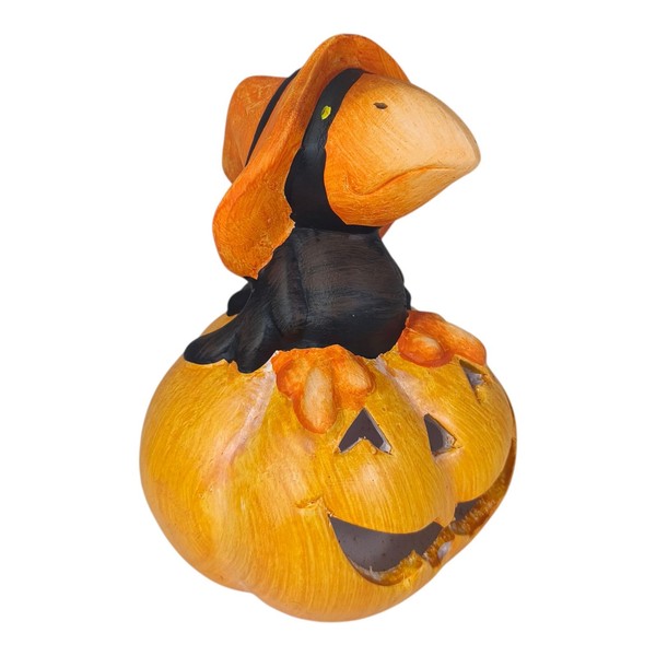 Rabe Auf KüRbis Aus Keramik FüR Teelichter Herbstdeko Halloween Figur Herbst-image