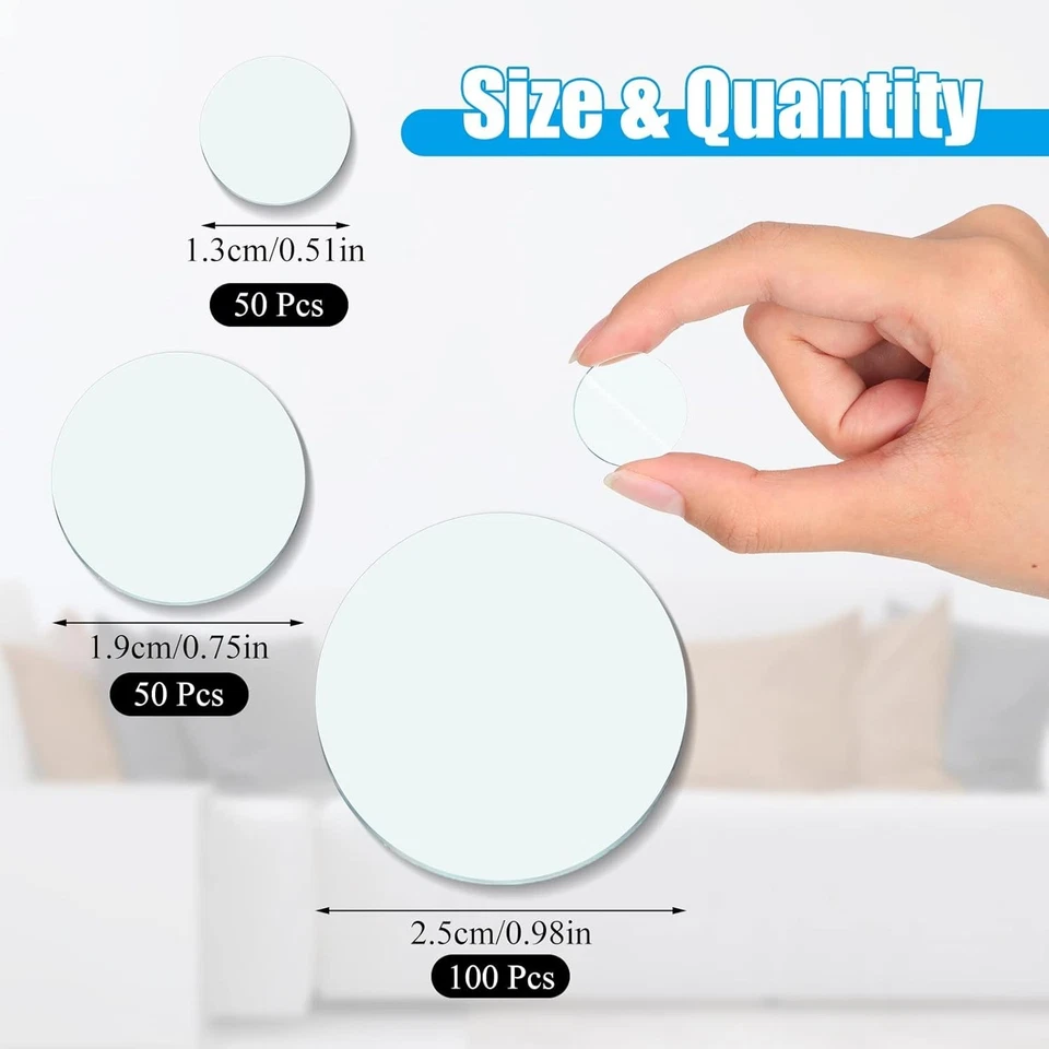 Elegantes azulejos de espejo de vidrio redondos de 200 piezas - tamaños mini para proyectos domésticos con estilo Foto 4 de 4