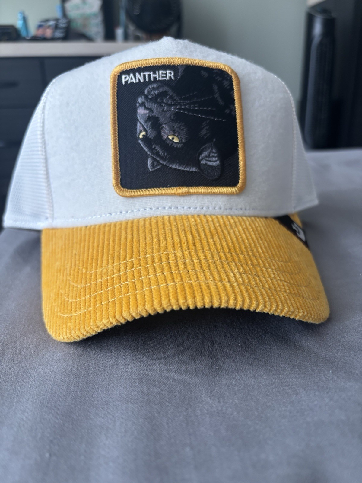 Goorin Bros The Farm White/Yellow Adjustable Trucker Hat, Mesh Back, One Size
