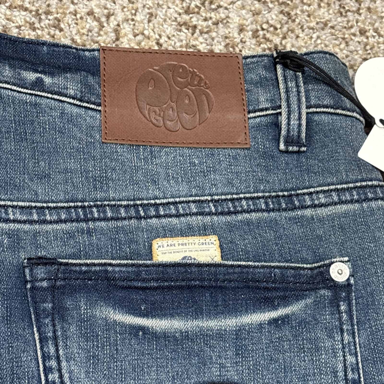 Pretty Green Jeans 36x32  Denim Burnage Regular Fit Button Fly New Fits 35 X 31 - View 23