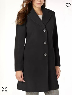 NWT Calvin Klein Womens Black Wool Cashmere Precious Fiber Blend Coat 16 RN54163