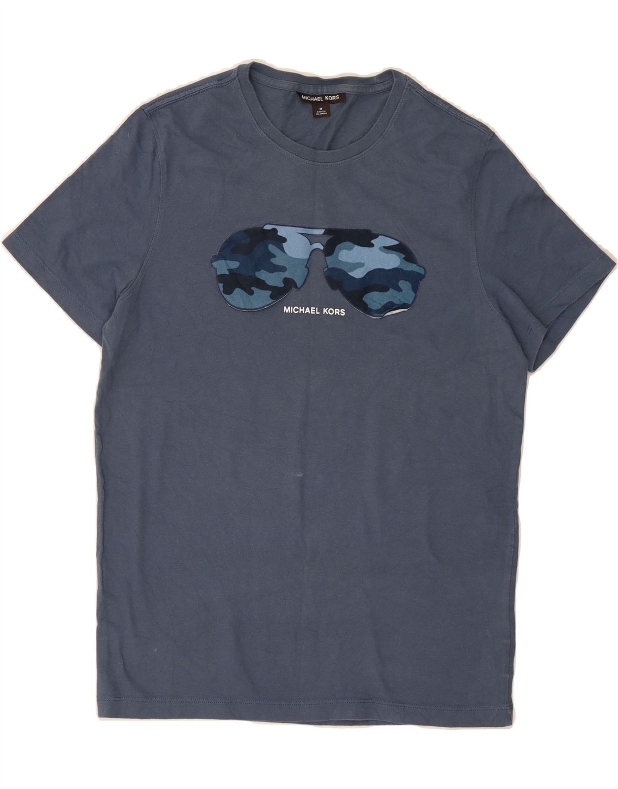 MICHAEL KORS Maglietta Uomo Grafica Top Blu Medio Cotone BM08