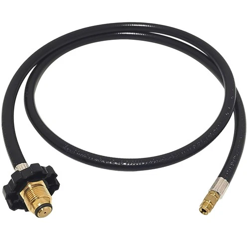 5FT POL x 1/4" Inverted Male Flare RV Propane Hose Kit, Rubber 5 Feet, Black  - Picture 1 of 8