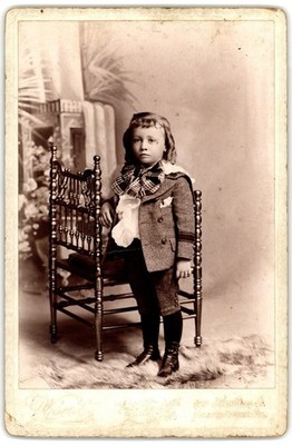 Cabinet Card Circa 1890s R. Thiele Cute Child In Suit Unmarked
