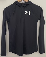 Under Armour Boys YLG Hooded HeatGear Black Long Sleeve Top
