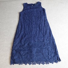 Karl Lagerfeld Womens Dress 10 Blue Lace Midi Shift LD8L3955 NEW