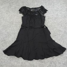 Polo Ralph Lauren Dress Womens 6 Lace Top Black Belted Lined Sleeveless Shift C