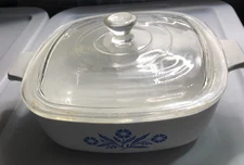 Vtg 1961-1966 Corning Ware P-1-B Blue Cornflower Casserole Dish w/Lid 1 Qt VGUC
