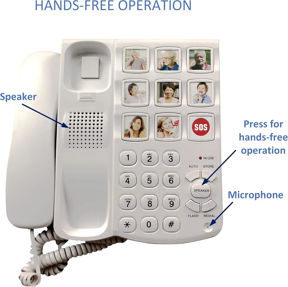 Memo24 Big Button and Picture Corded Landline Phone for the Elderly - Image 3 of 4