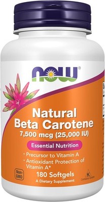 NOW FOODS, BETA CAROTENE NATURAL 7500mcg 25 000 IU 180 Weichkapseln SUPER PREIS