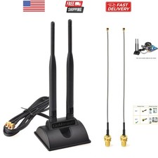 2.4GHz 5GHz Dual Band WiFi Antenna RP-SMA Male Antenna  RP-SMA Female Cable ...