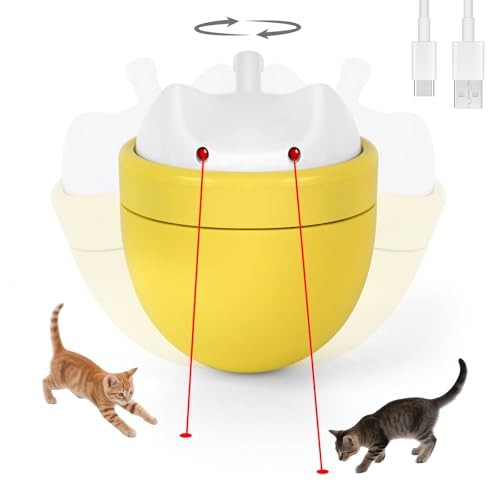 Cat Laser Toy Automatic with Dual Beams, Quiet 35–38dB Rotation, Wobble Base & 