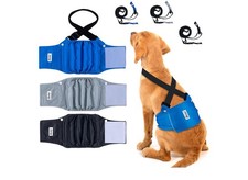 DONO 3 PK Reusable Dog Belly Bands with Straps Blue Gray Black Sz M NEW