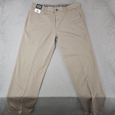 Haggar Pants Mens 34x30 Khaki Ultimate Travel Straight Fit Super Flex Chino