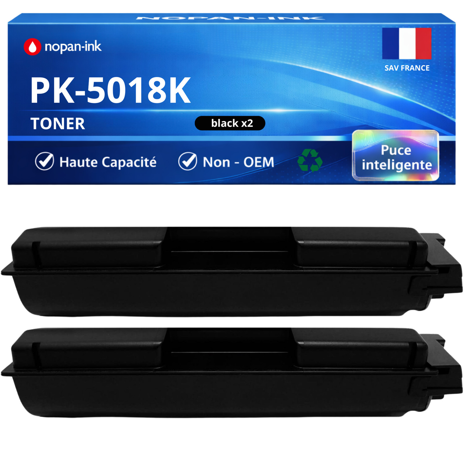 Toner compatible Utax PK-5018K noir 1T02TW0UT0 pack de 2 cartouches haute capacité