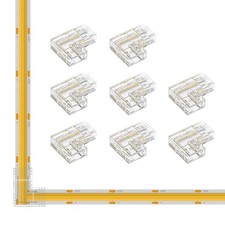 COB 8mm/0.31in Width LED Strip Connector Kit 8Pcs 2 Pin Transparent Gapless L...