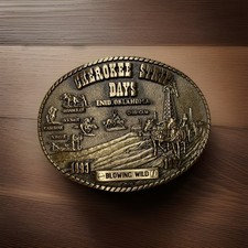 Solid Brass 1992 Cherokee Strip Days "BLOWING WILD" Belt Buckle Serial "No. 101"
