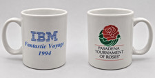 Vtg “IBM Fantastic Voyage 1994” White Coffee Mug Blue Logo Cup Pasadena Roses