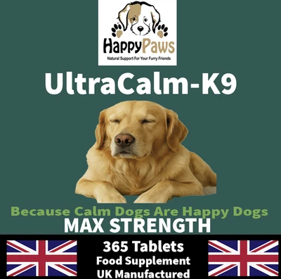 HAPPY PAWS STRONGEST Dog Calming Tablets Stress Anxiety Hyperactivity Bark Relief Treats UK