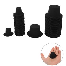 60 Pcs Mini Black Snowman Hat Small Top Hats Doll Accessory Dollhouse