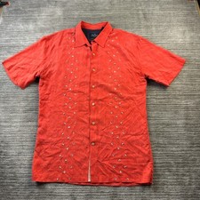 Nat Nast Shirt Mens Extra Large Orange Camp Casual Bowling Silk