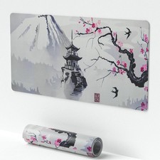 Large Sakura Mouse Pad, White Japanese Cherry Blossom Desk