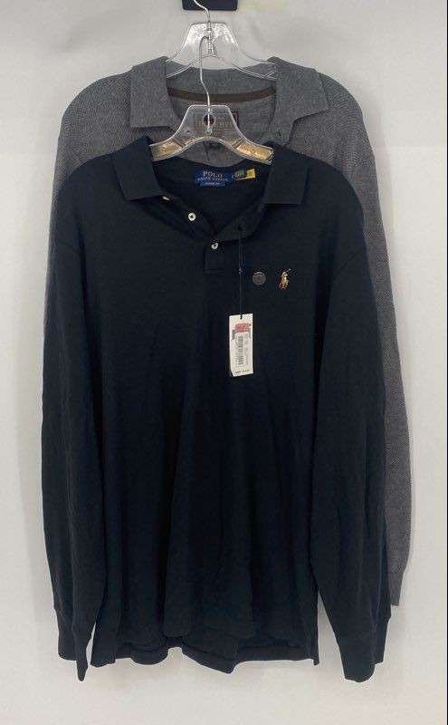 Polo Ralph Lauren Jos. A. Bank Womens Black Gray Polo Shirt Size L Lot Of 2