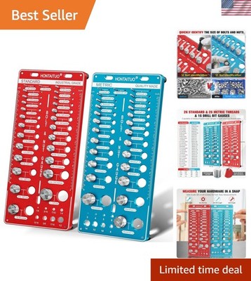 Precision Laser-Etched Bolt Size and Thread Gauge - 68 Standard & Metric Sizes