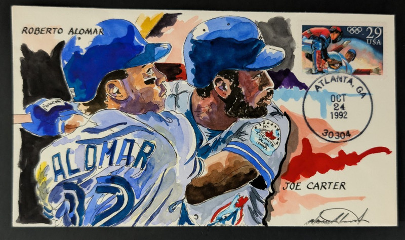 10-24-92 Alomar, Joe Carter  Blue Jays  #16/95 Wild Horse Cachet  Artist Signed