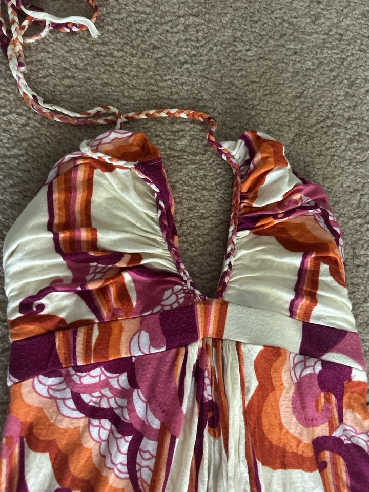 Maxi Vestido Tejido Halter T Bags Los Angeles Para Mujer Mod Estampado Geométrico Talla XS Foto 4 de 4