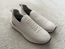 New DKNY Women's Alona Cream Logo Slip-On Casual Platform Sneakers Size 10
