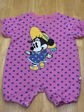 Vintage Disney Baby Mickey  Co Romper Girls 6-9M Pink Minnie Mouse Polka Dot