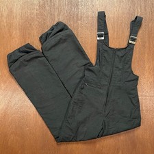 Vintage Roffe Ski Bibs Small Black Snow Overalls Made in USA Zipper Front