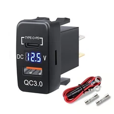 12V QC3.0 Type-C Dual USB Port Power Adapter Toyota USB Fast Car Charger Socket