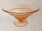 Vintage Pink Depression Glass Large Bowl Block Optic Style Footed 10 1/2"x 6"